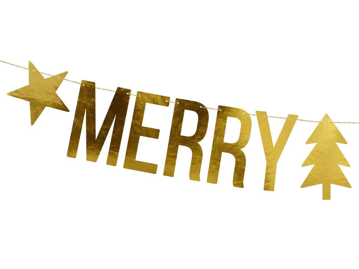 Long Merry Christmas Banner 10.5cm X 150cm Gold Mirror - Etsy UK
