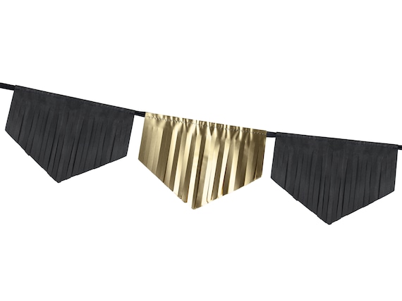 Gold and Black Fringe Garland, Gold and Black Tassel Garland, Black Party  Garlands, Great Gatsby Party Decorations, 30s Party 