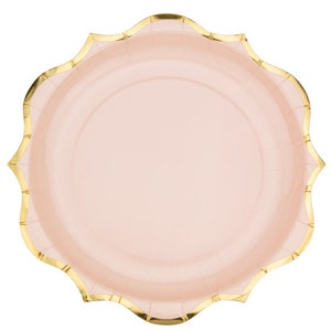 8 Strong Pastel Pink Gold Edged Plates, Pastel Pink Plates, Pink Paper Plates, Powder Pink Plates, Baby Pink Plates, Baby Shower Plates