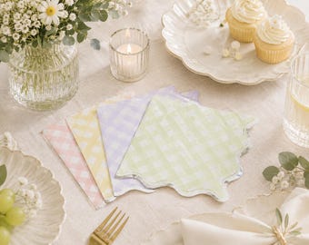 16 Pastel Coloured Napkins with Gold Foil Edging, 33cm/13in, 3ply