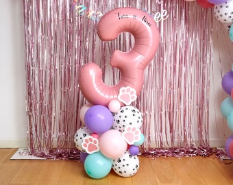 DIY Large 55" Dog Birthday Balloon Sculpture, Pink Dog Balloon Sculpture, Dog Balloons, Pink Dog Sculpture, Cat Balloons, Dog Balloons