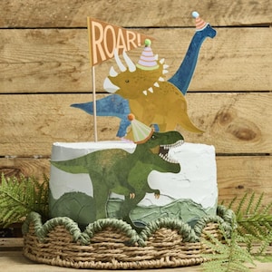 Juego de 6 adornos para tarta de dinosaurios, adornos para tarta de cumpleaños de dinosaurios, adornos para comida de dinosaurios, vajilla de dinosaurios, tarta de dinosaurios