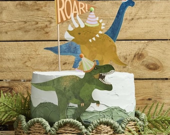 Dinosaur Card Cake Topper Set, Dinosaur Cake Topper, Dino Birthday Cake Topper, Dinosaur Food Toppers, Dinosaur Tableware, Dino Cake