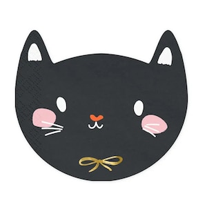 20 Cute Black Cat Napkins, Cat Napkins, Halloween Cat Napkins, Meow Napkins, Cat Party Tableware, Girls Halloween, Spooky Napkins