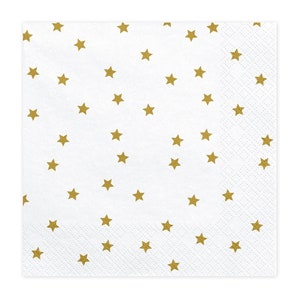 Tovaglioli bianchi con stelle dorate - Set da 20 - Tovaglioli con stelle dorate - Tovaglioli bianchi e dorati - Twinkle Twinkle Little Star - Baby Shower