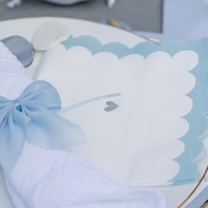 16 tovaglioli di carta blu pastello, alta qualità, tovaglioli di carta blu pastello con cuori, tovaglioli per baby shower, è un maschio, baby shower blu