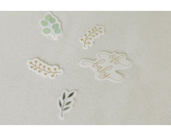 Green and Gold Baby Shower Confetti, 100 pieces, 'Baby' Confetti, Botanical Baby Shower, Baby Shower Tableware