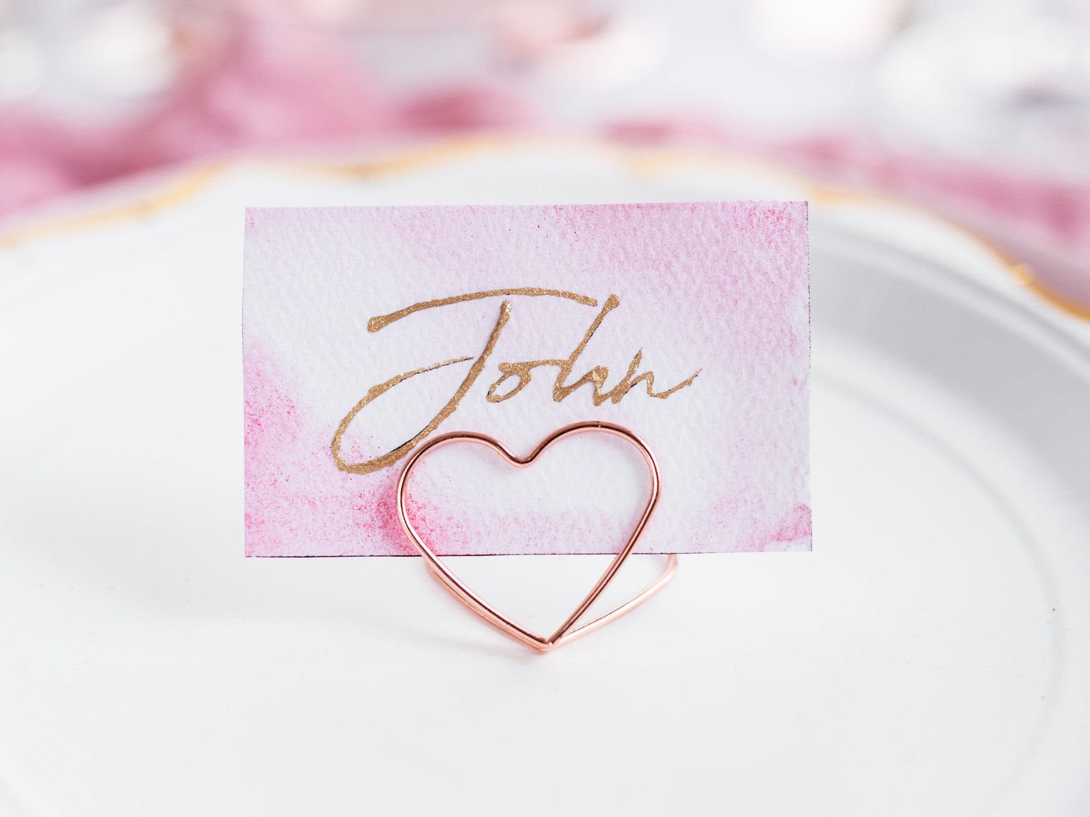 10 Rose Gold Heart Place Card Holders Rose Gold Metal Place Etsy UK