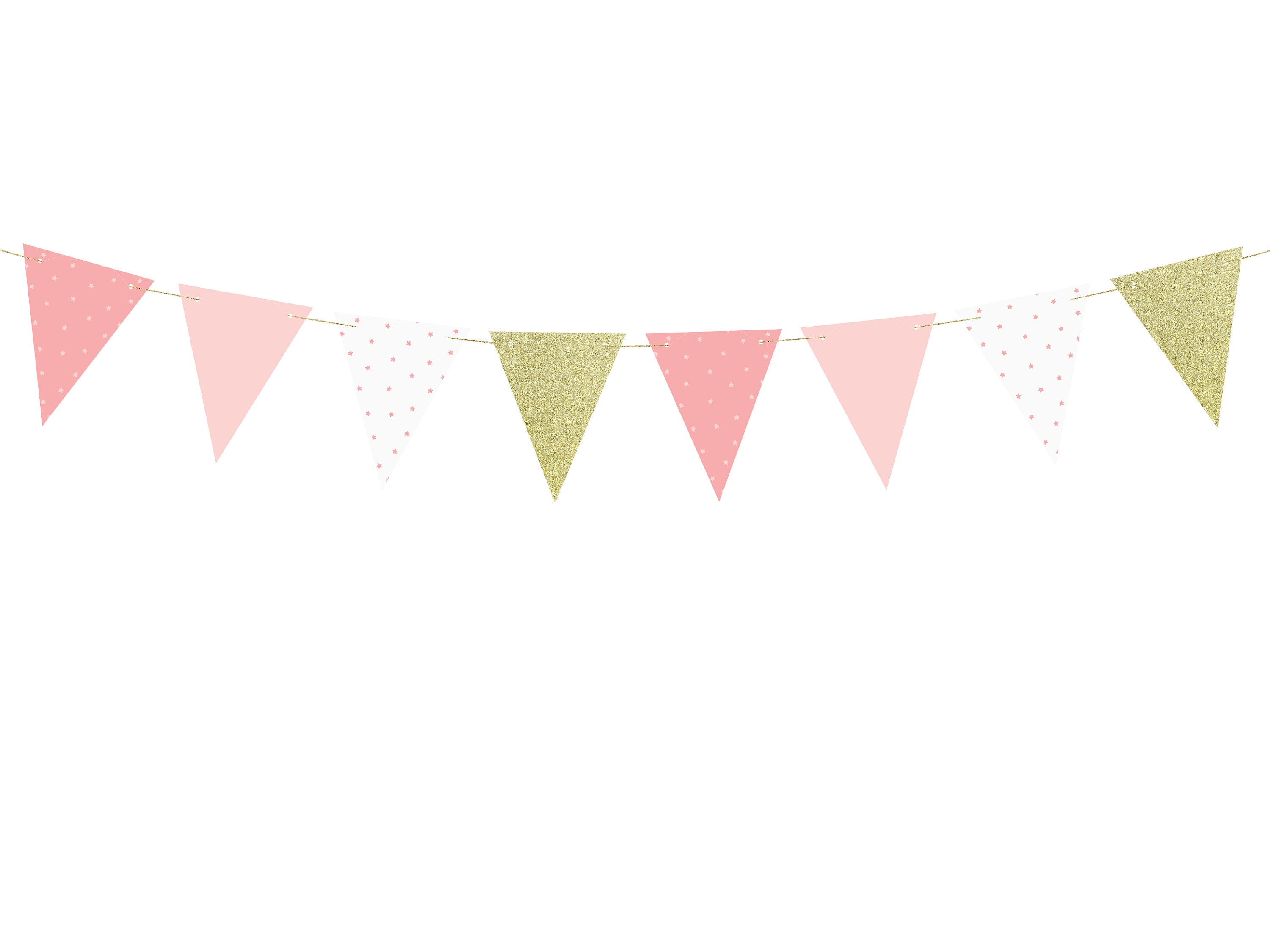 Sparkling Gold and Pink Paper Bunting - Banner - Glittery Gold - 1.3m/4 ...
