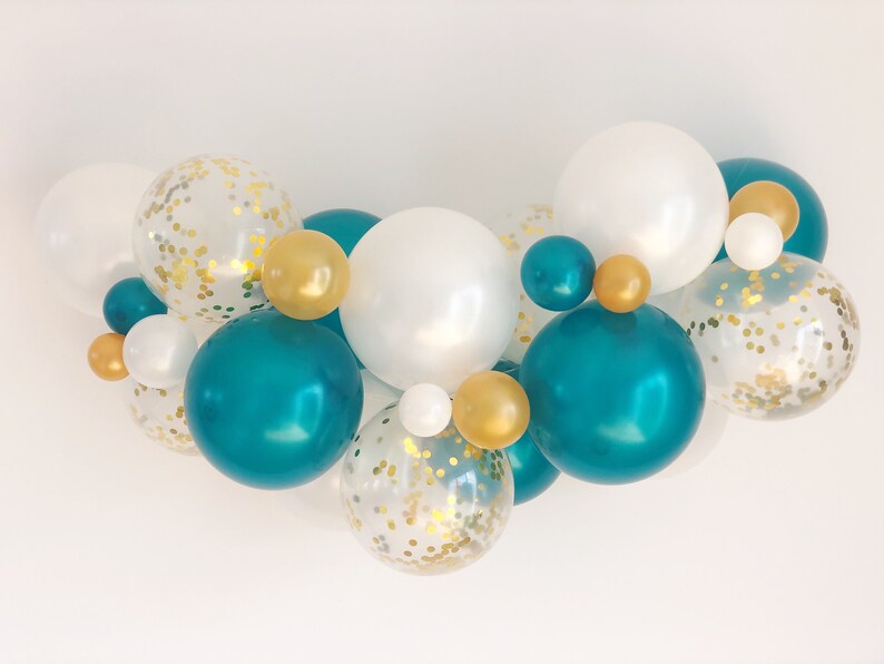 Teal Gold White Balloon Garland Kit 1m/3.5ft or 2m/7ft You Etsy