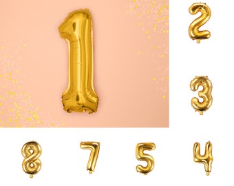 High Quality Jumbo Gold Number Balloons, 86cm / 34 inch,  Foil Number Balloon, Giant Gold Number Balloon, Giant Number Balloon