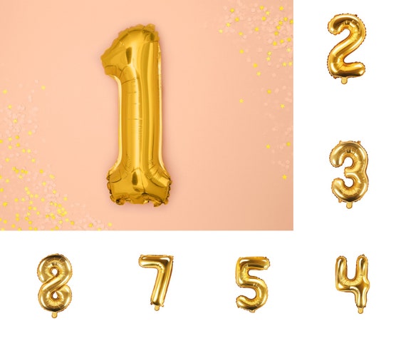 Kleine Gouden Nummer Nummer Ballonnen Goud 35cm / - Etsy Nederland