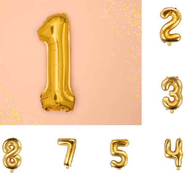 High Quality Jumbo Gold Number Balloons, 86cm / 34 inch,  Foil Number Balloon, Giant Gold Number Balloon, Giant Number Balloon