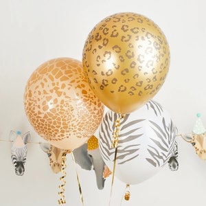 12 palloncini safari, festa safari, palloncini giungla, decorazioni per feste safari, palloncini con stampa animalier, festa Wild One, decorazioni a tema safari