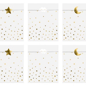 6 Adorable Star Treat Bags with Stickers, White and Gold Treat Bags, Twinkle twinkle little star, Cloud Treat Bags, First Birthday Favour