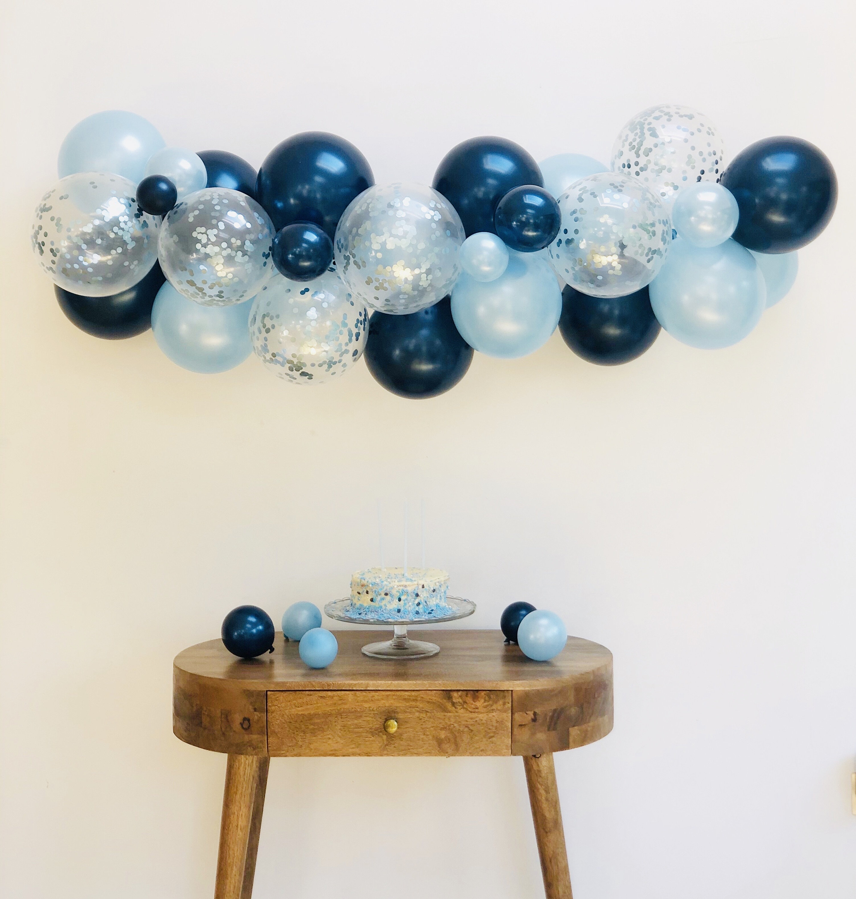 Party Decorations, Blue, Cream Silver Streamer Balloon Arch Party Backdrop, Birthday  Party Decorations, Baby Shower Party 