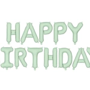 Gran pancarta de globos de feliz cumpleaños en color verde pastel, 340 cm/134 pulgadas de largo, pancarta de feliz cumpleaños en color verde pastel, pancarta de cumpleaños verde, pancarta de menta