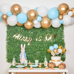 Ghirlanda di palloncini blu e oro di alta qualità, ghirlanda di palloncini a forma di coniglio, palloncini a forma di coniglio, decorazioni per il compleanno a forma di coniglio, arco di palloncini a forma di coniglio