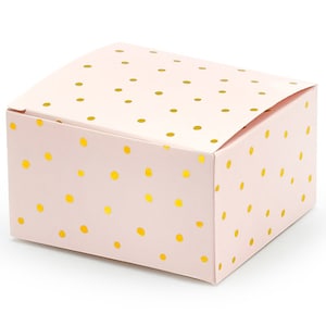 Cajas de regalo de color rosa claro con lunares dorados, juego de 10, cajas de agradecimiento, cajas de regalo rosas y doradas, cajas de boda, cajas de regalo, baby shower