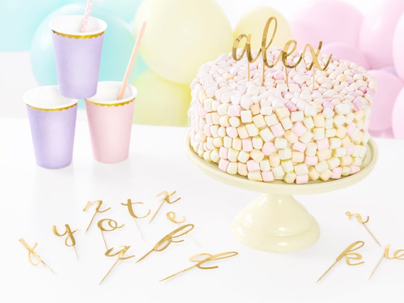 Happy Birthday Cake Topper,Triomphe 4 Pack Personnalisé Joyeux