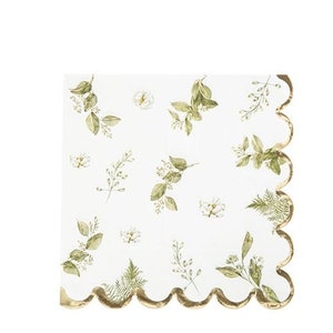 16 Botanical Napkins, 33 x 33cm, 3 Ply, Botanical Napkins, Eucalyptus Paper Napkins, Wedding Napkins, Napkins with Foilage, Foilage Print