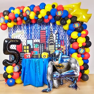 High Quality Superhero Balloon Arch with Age Cutouts, Hero Balloon Arch, Super Balloon Garland, Superhero Birthday, Superhero Party