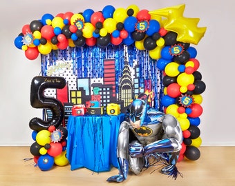 High Quality Superhero Balloon Arch With Age Cutouts Hero - Etsy Denmark