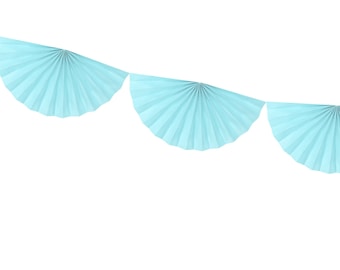 Long Pastel Blue Fan Garland, 3m/10ft long and 30cm/12inch wide, Light Blue Party Decor, Blue Tissue Garland, Baby Blue Decorations