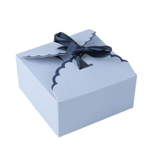10 Light Blue and Navy Treat Boxes, Blue Thank You Boxes, Light Blue Favour Boxes, 7x3,5x7cm. Blue Paper Boxes, Baby Shower Treat Boxes