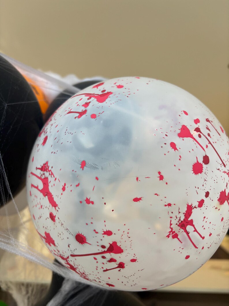Scary Blood Print Halloween Balloons, Pack of 5, Bloody Halloween Balloons, Gory Halloween Balloons, Halloween Decorations, Blood Decor image 2