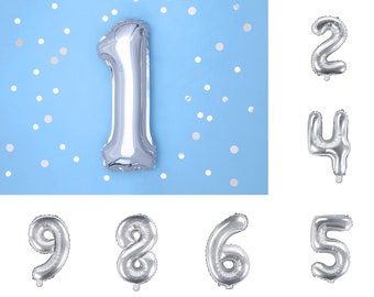 14" Silver Number Balloon - Number Balloons Silver - Number Balloon - Silver Party Decor - Balloon Banner - Silver Number - Birthday Number