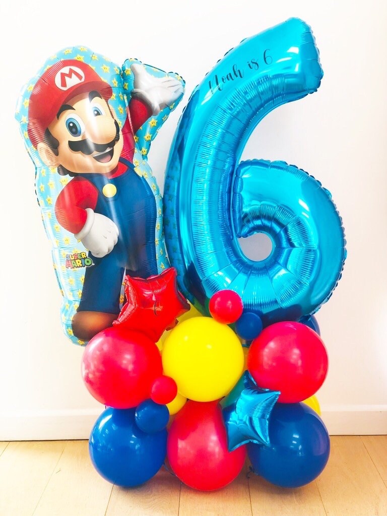 Grande scultura di palloncini Super Mario fai-da-te, scultura di palloncini  di compleanno per bambini Super Mario, pila di palloncini Super Mario,  scultura di Mario -  Italia
