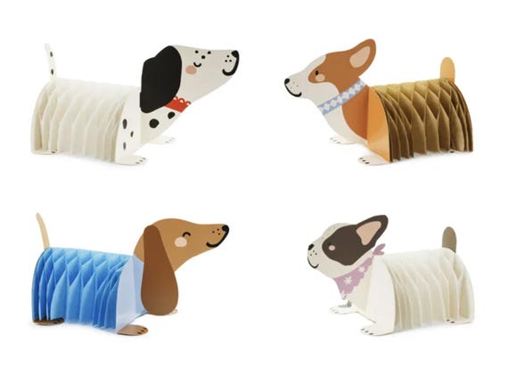 4 Honeycomb Dogs, Dog Themed Party, Cute Dog Paper Decorations, Dog Birthday Party, Dog Themed Table Decorations, Honeycomb Dogs, Paper Dogs
