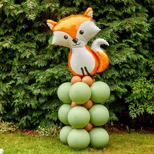 Adorabile scultura di palloncini a forma di volpe fai da te, senza elio, esposizione di palloncini a forma di volpe, scultura di palloncini a forma di volpe del bosco, palloncino a forma di volpe, 1° compleanno, bosco