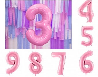 Jumbo Pastel Pink Number Balloon, Any number, Number Balloons Pink, 86cm / 34 inch, Number Balloon, Pink Party Decor, Girl Number Balloon