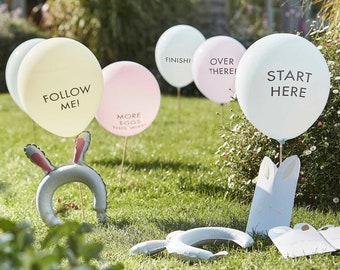 Easter Egg Balloon Hunt Kit, Easter Balloons, Easter Head Bands, Easter Party, Easter Treat Bags, Easter Egg Hunt, Pastel Easter Bunny, Bags