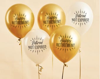 5 Happy Retirement 12" Latex Balloons, Retirement Party, Retirement Balloons, Retirement Latex Balloons, Happy Retirement Balloon