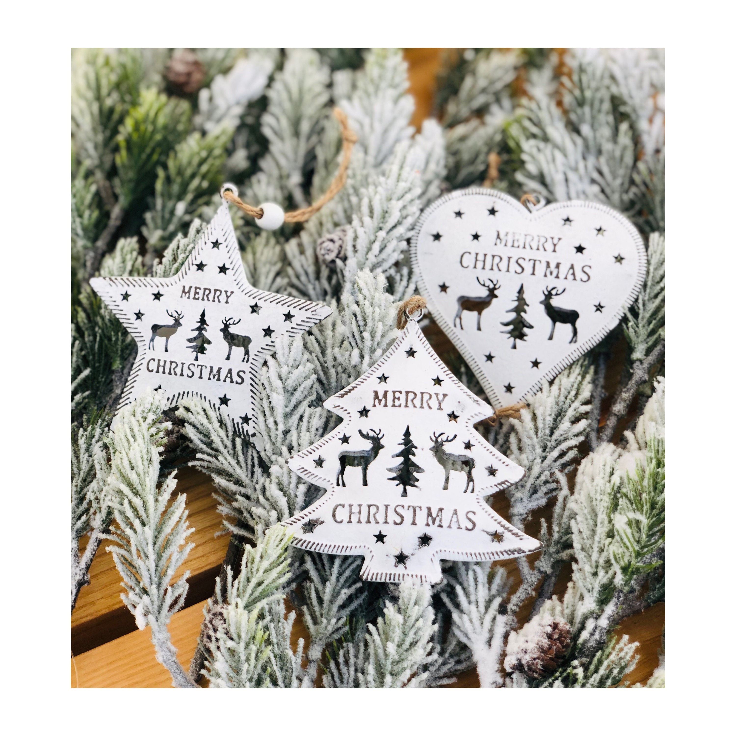 3 Metal Christmas Ornament Metal Christmas Hanging  Etsy