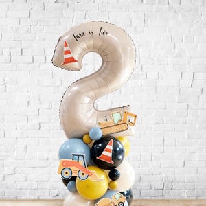 Scultura di palloncini da costruzione fai da te grande da 55", scultura di palloncini a tema costruzione, palloncino di compleanno a tema costruzione, palloncino escavatore