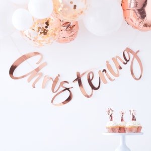 Rose Gold Taufe Banner, Tauf Banner, Taufdekoration, Mädchen Taufe, Baby Mädchen, Taufe Baby Mädchen, Taufe