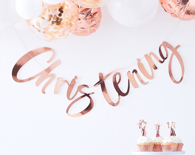 Rose Gold Christening Banner, Christening Banner, Christening ...