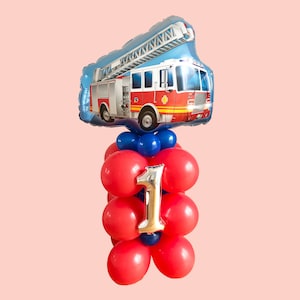 Giant Fire Engine balloon - DIY 4.3ft Firetruck Display - Diy kit - NO HELIUM - Fireman Birthday Party