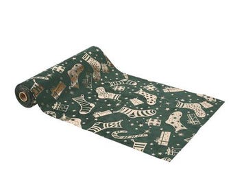 Luxe fluwelen tafelloper kerstthema, donkergroene kersttafelloper, 28 x 3 m, kersttafelloper, kerstservies