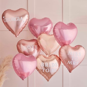 8 Heart Balloons with Stickers to Personalise, Hen Do Balloons, Personalised Balloons, Customised Balloons, Bridal Shower Balloons