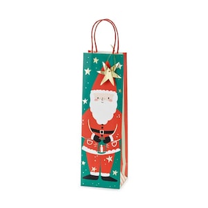 Lyxig julklappspåse, julklappspåse för flaskor, god jul, grön presentpåse, lång julklappspåse, julklappspåse