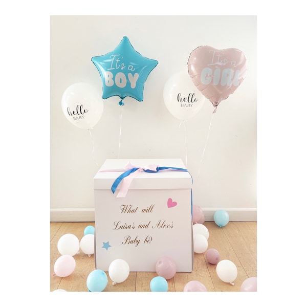 DIY Gender Reveal Box mit Ballons, riesige Gender Reveal Box, Gender Reveal Ideen, Gender Reveal Ballons, Gender Reveal Ballon Box