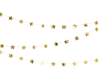 Faixa extra longa com estrelas douradas, faixa com estrelas douradas, Brilha Brilha Estrelinha, Chá de Bebê Dourado, Adereço para Fotos de Recém-Nascidos, Guirlanda de Estrelas Douradas