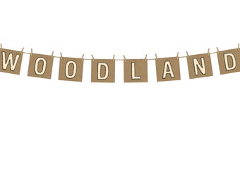 Large Woodland Banner - 1.15m/3.8ft long - Banner with Pegs and Twine Included - Enchanted Woodland - Party Decorations - First Birthday