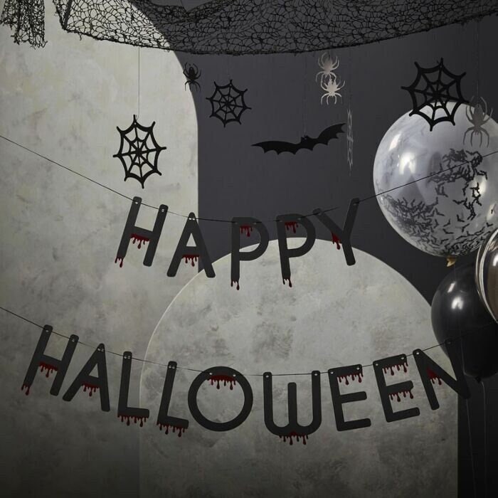 Ginger Ray Halloween-Ballons – Schwarze Luftballons Mit Spinnweben & Plastikspinnen, Inkl. Band & Klebepunkte