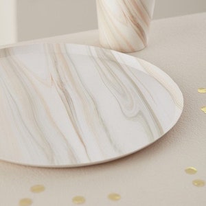 Eco-friendly Natural Marble Paper Plates, Baby Shower Party Plates, Natural Marble Plates, Brown Tableware, Luxe Paper Plate, Stylish Plate